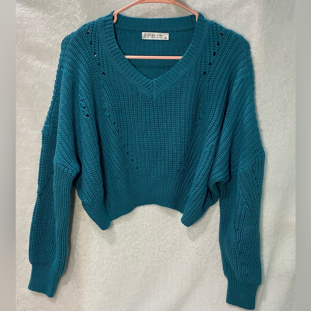 Cropped teal sweater